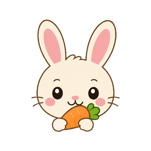 文字がないにんじんを持つうさぎの顔アイコン