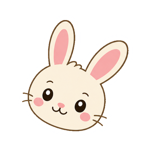 文字がない少し首をかしげたうさぎの顔アイコン