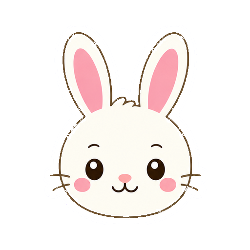 文字がないふんわりした白いうさぎの顔アイコン