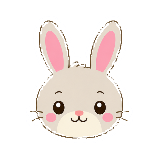 文字がない灰色のうさぎの顔アイコン