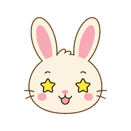 文字がない目を星にして喜ぶうさぎの顔アイコン