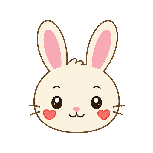 文字がないハートのほっぺが付いたうさぎの顔アイコン
