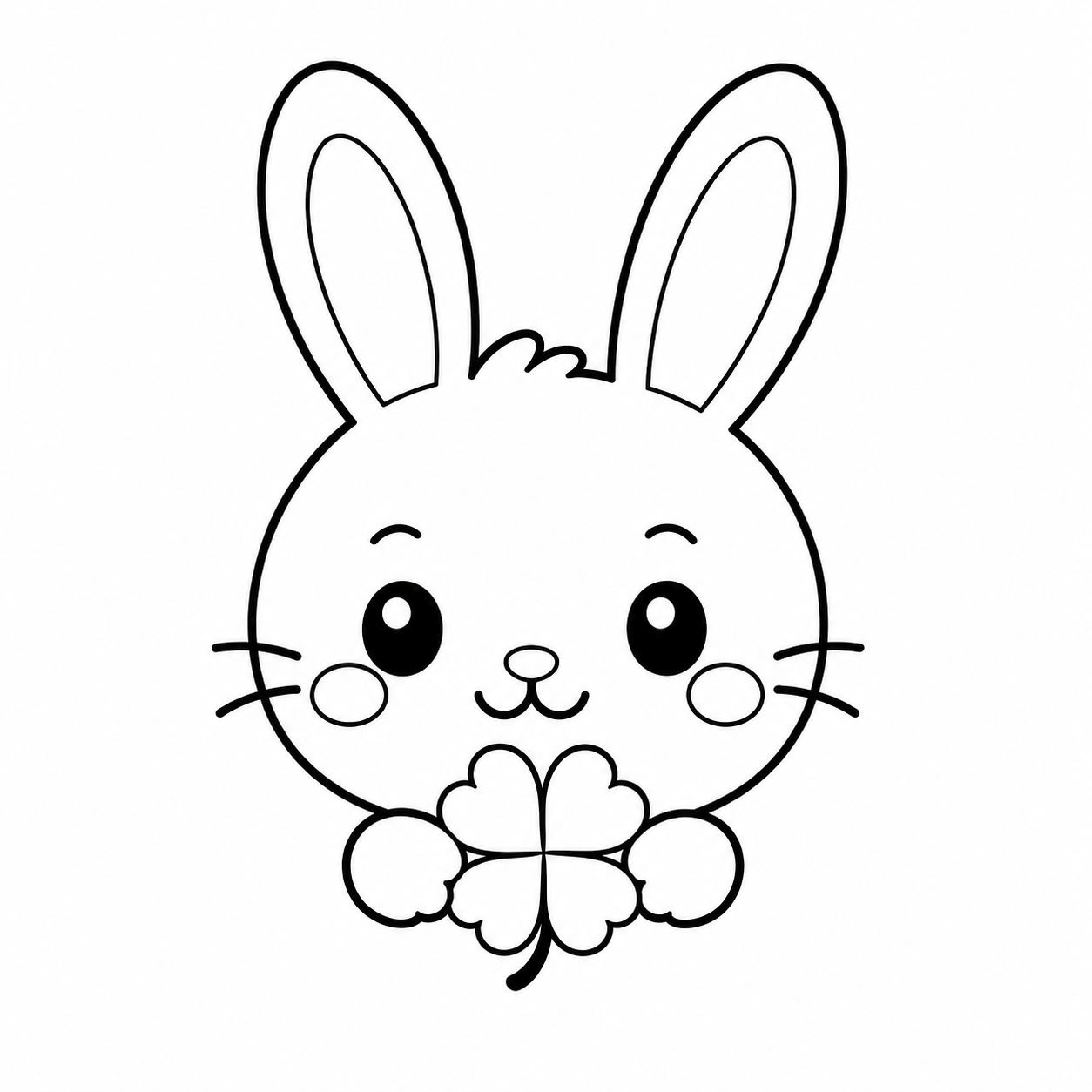 クローバーとうさぎのぬり絵用線画