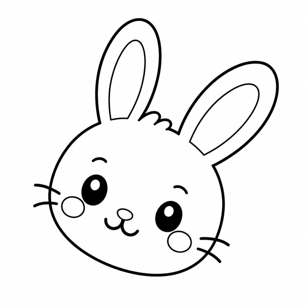 きょとんとしたうさぎのぬり絵用線画