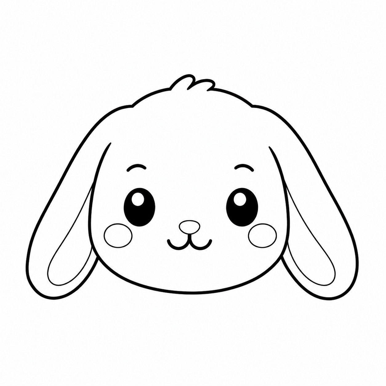 耳が垂れたうさぎのぬりえ用線画