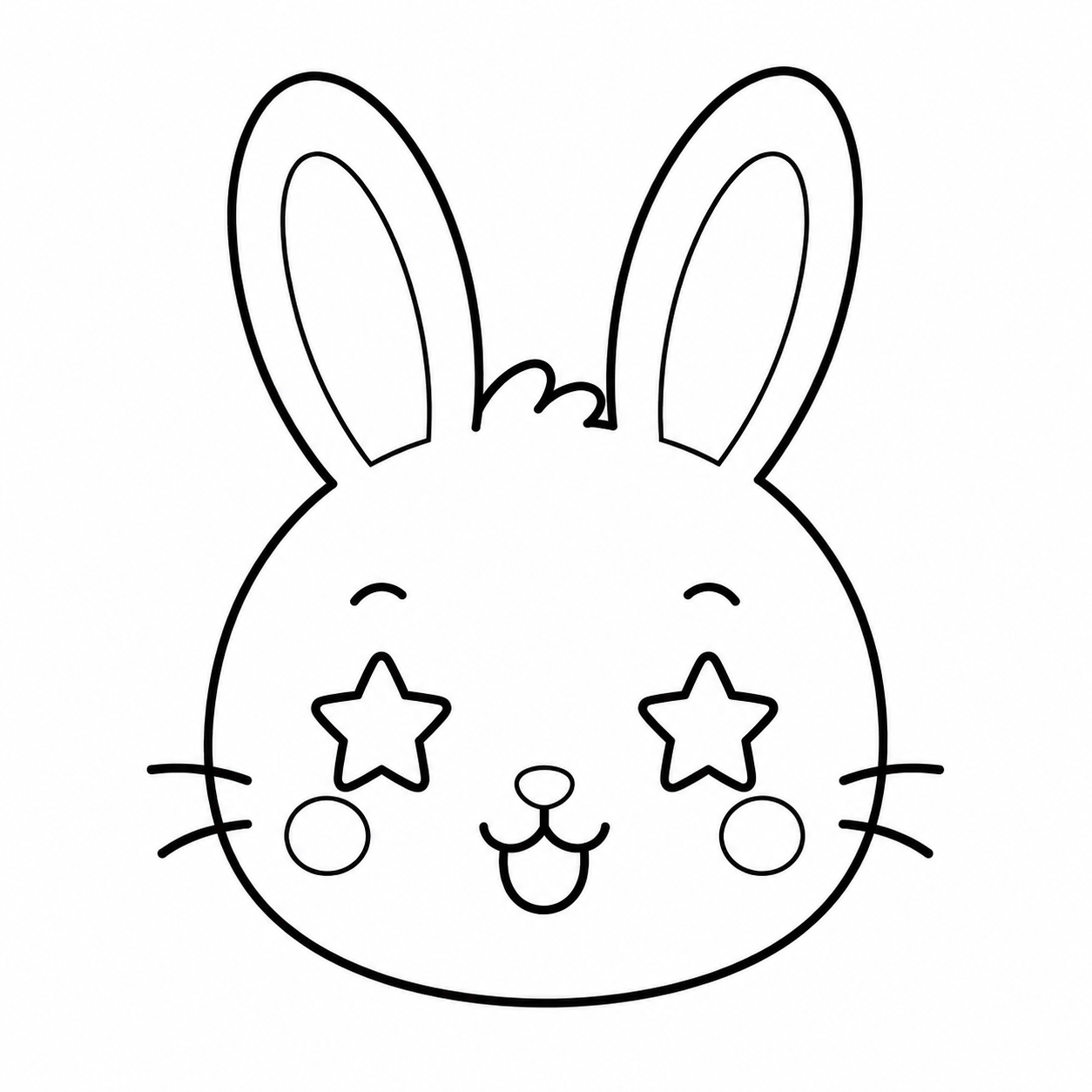 目が星の形をしたうさぎのぬりえ用線画