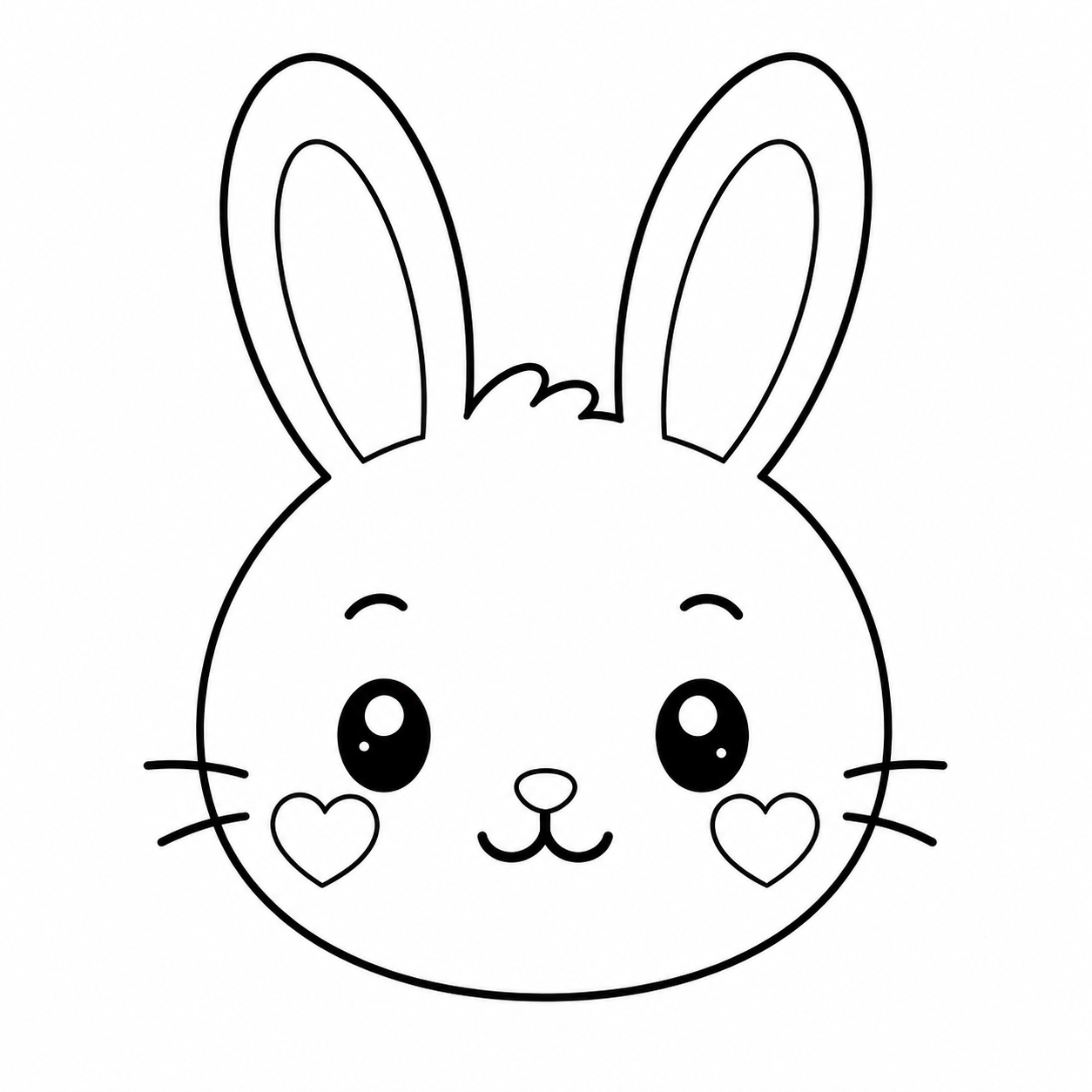 ほっぺにハートが付いたうさぎのぬり絵用線画