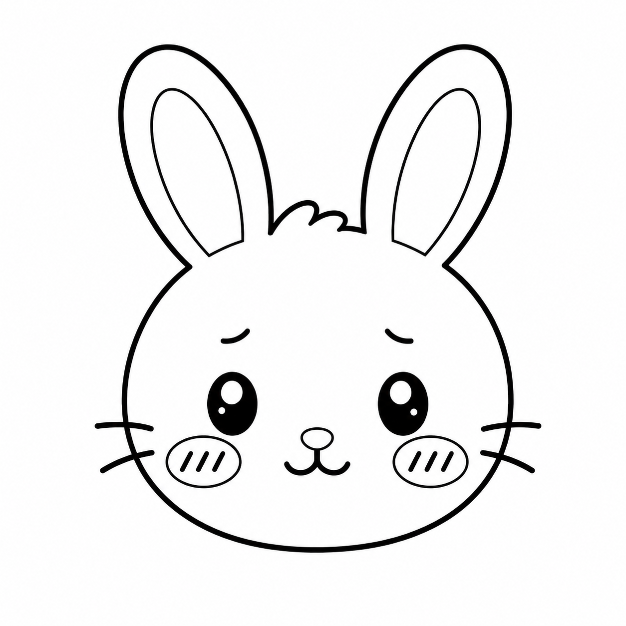 照れたうさぎのぬり絵用線画