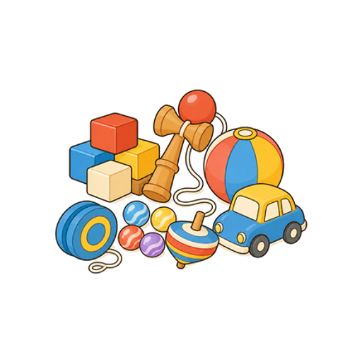文字やキャラクターがないレトロおもちゃセットアイコン