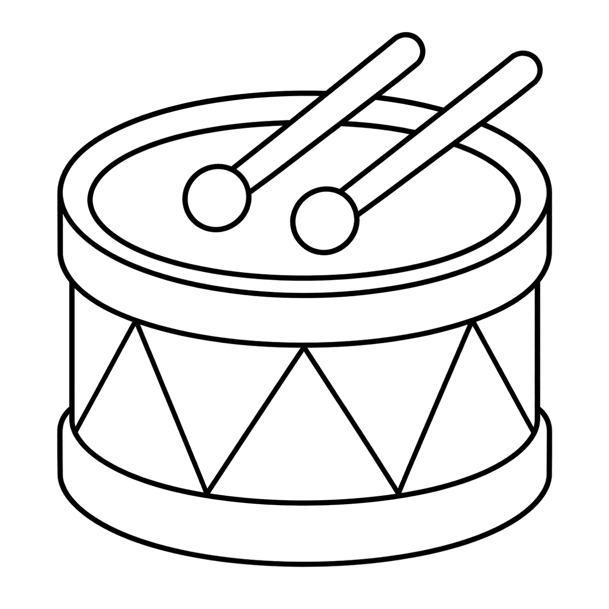 おもちゃの太鼓のぬり絵用線画