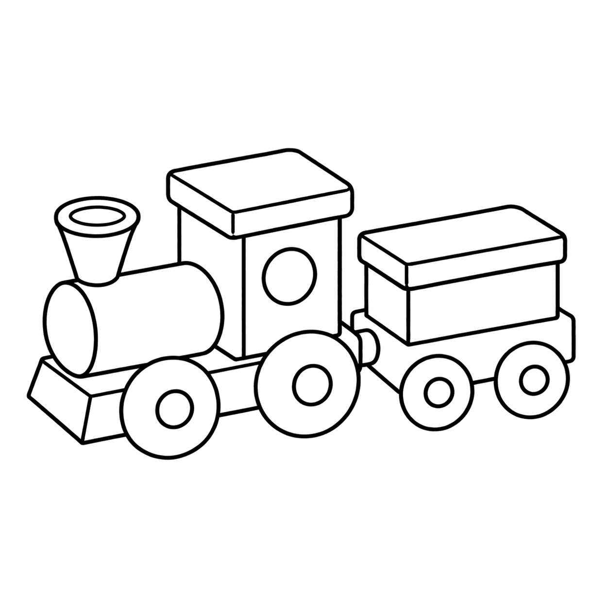 木製列車のぬりえ用線画