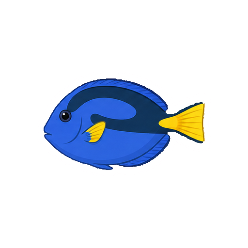 笑顔や文字がない青い丸い魚アイコン