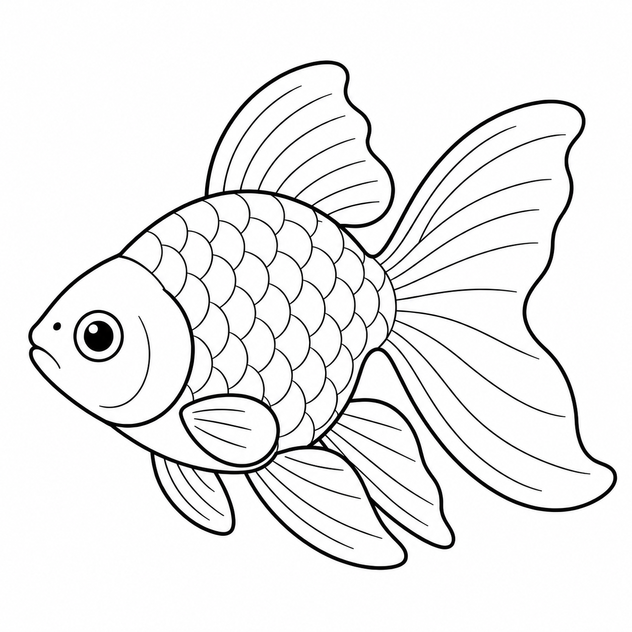 金魚のぬりえ用線画（魚と海の生き物のイラスト・ぬり絵24枚）
