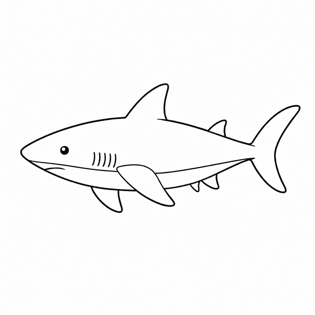 サメのぬりえ用線画