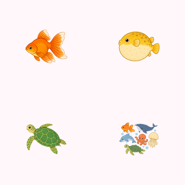 さかな・海のいきものアイコン24個セットの代表画像