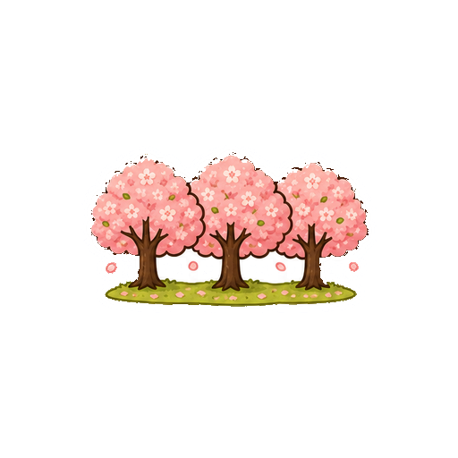 文字がない三本の桜並木アイコン