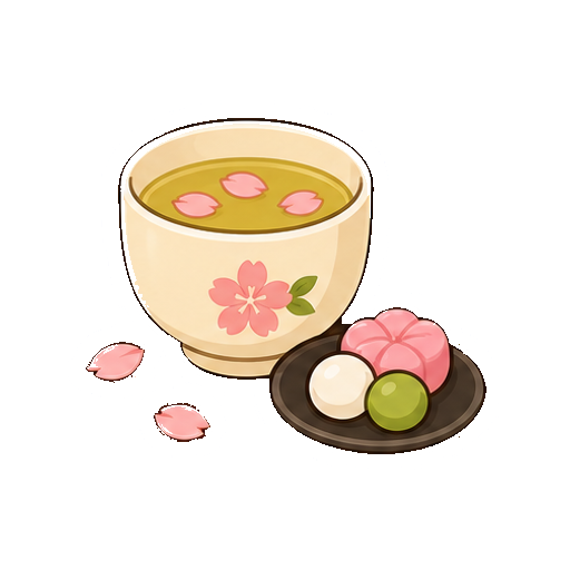 ロゴや文字がない桜のお茶セットアイコン