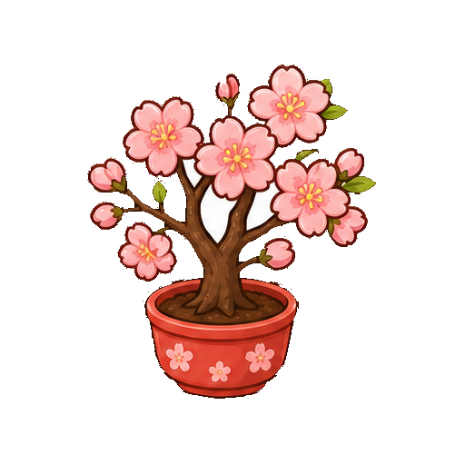文字がない鉢植えの桜アイコン