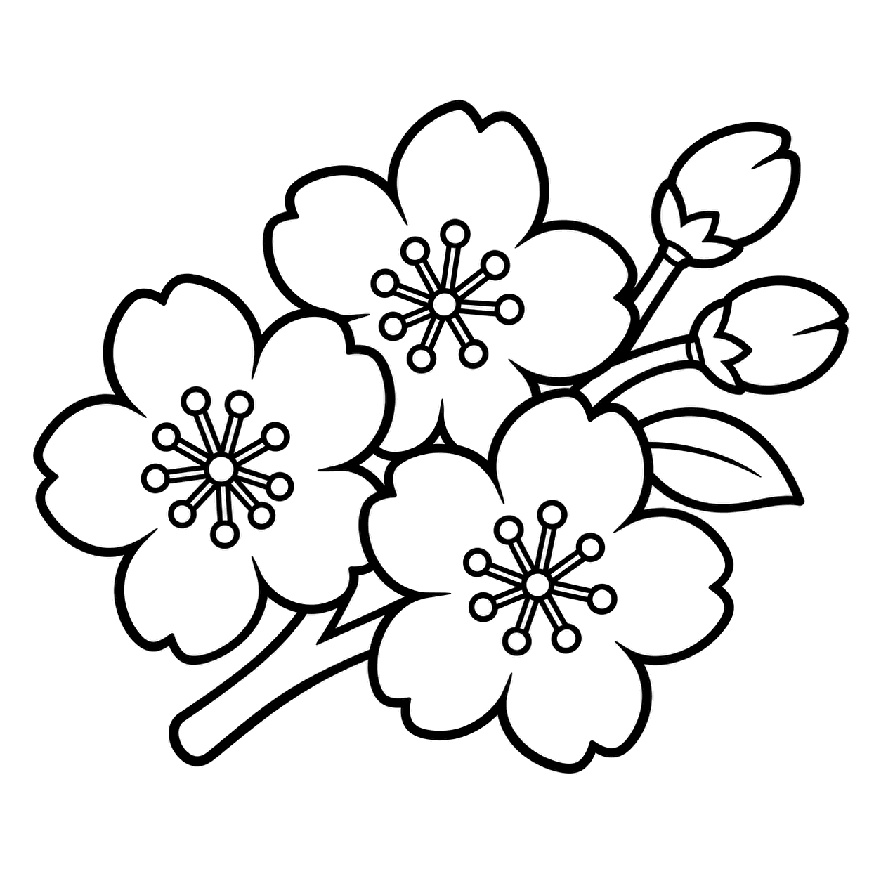桜の花束のぬり絵用線画
