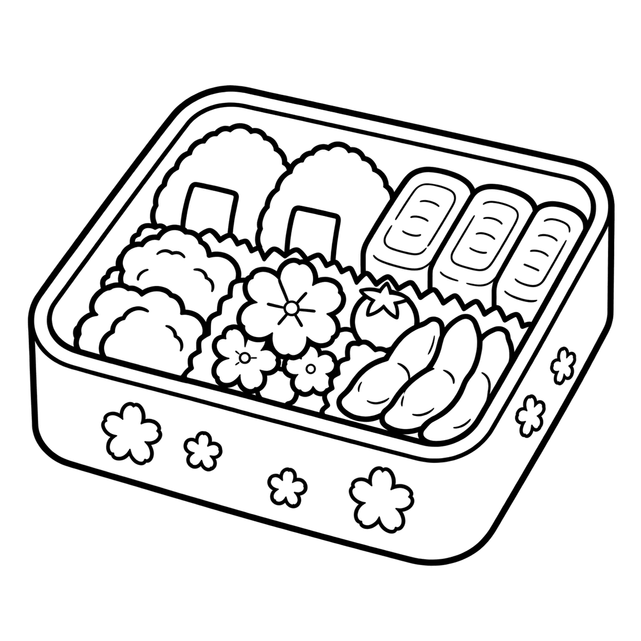 お花見弁当のぬり絵用線画