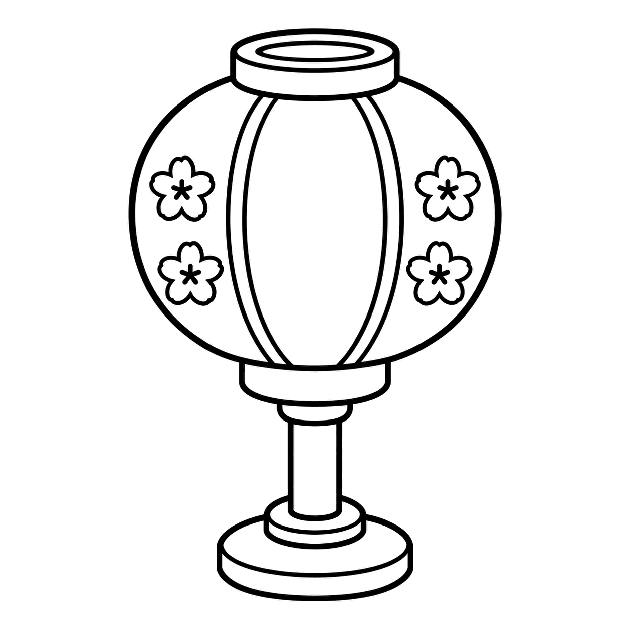 桜ぼんぼりのぬりえ用線画