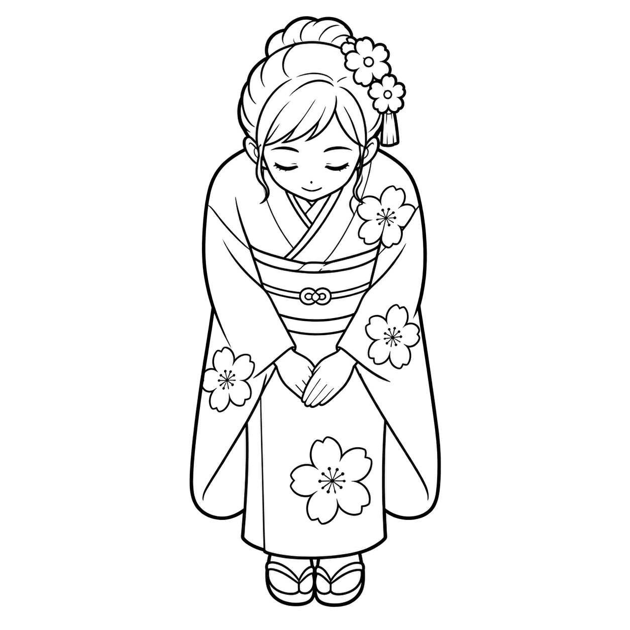 おじぎする成人のぬりえ用線画