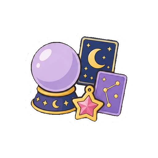 星座と水晶を組み合わせたやさしいイラスト