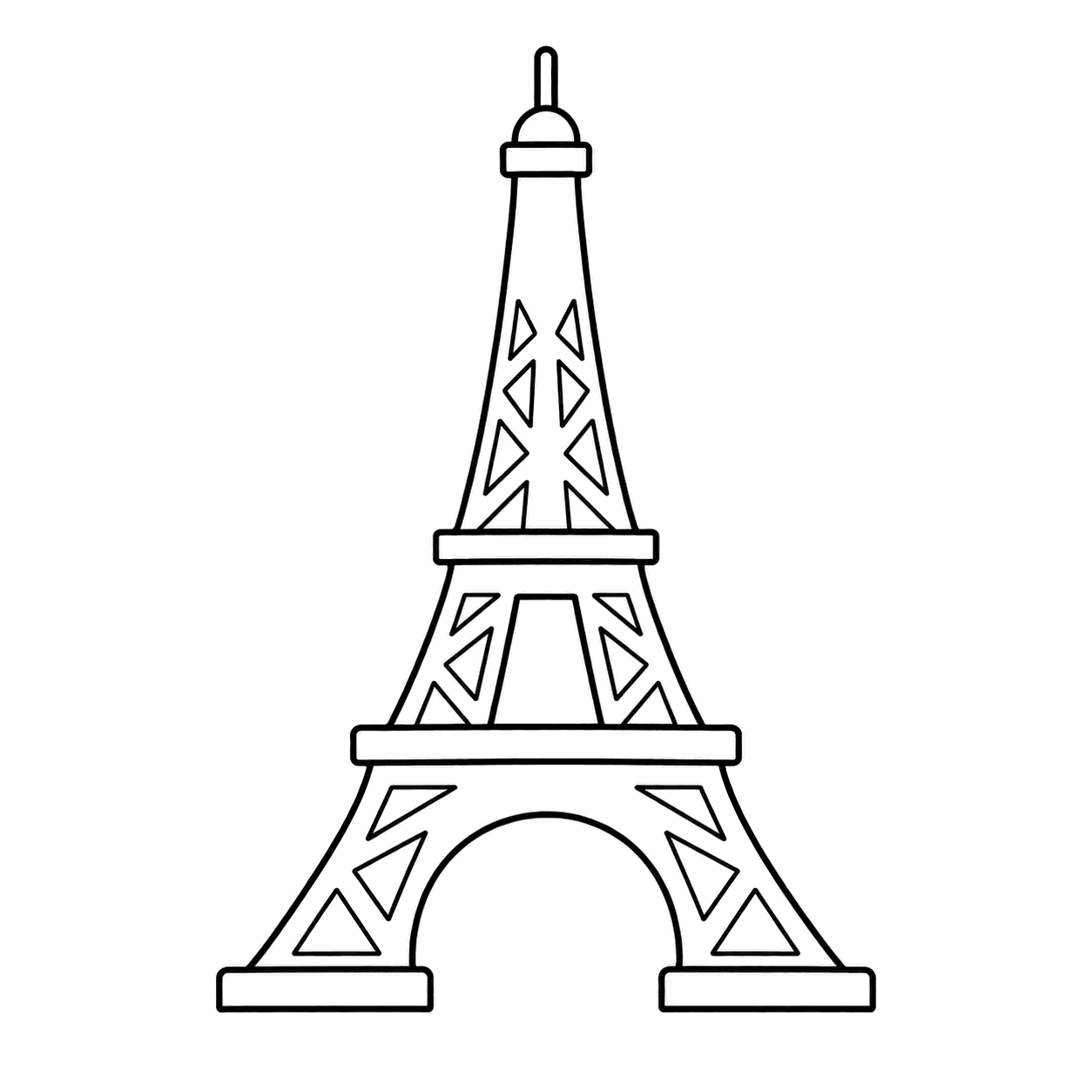 鉄塔ランドマークのぬりえ用線画（世界のランドマークアイコン24個セット）