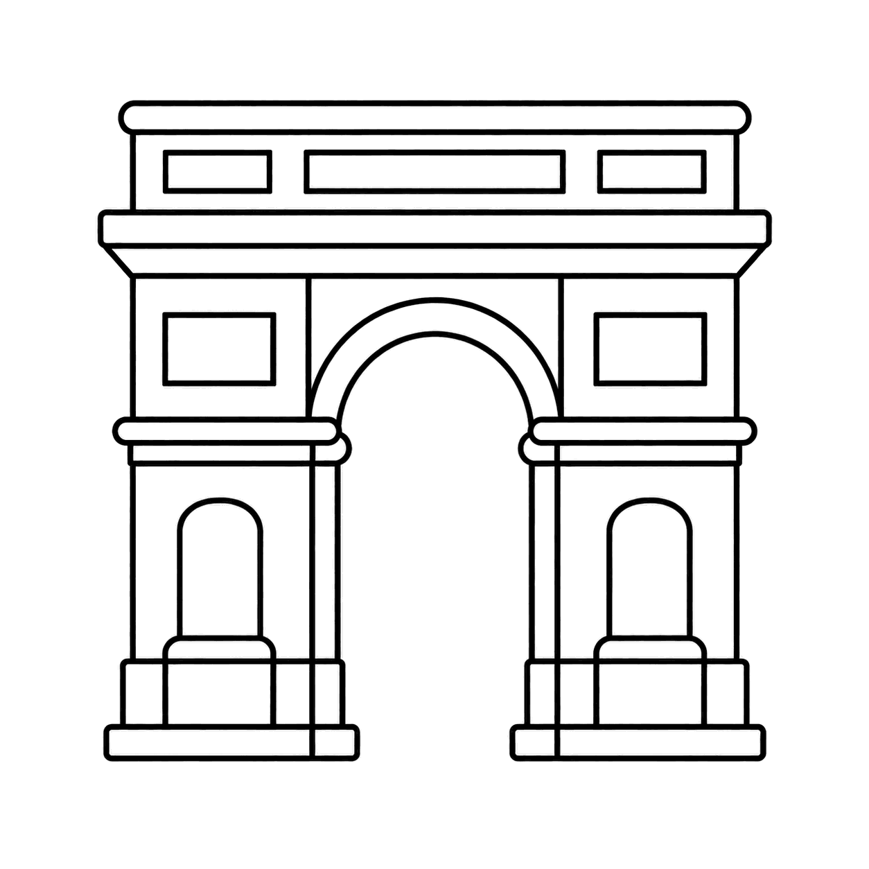 凱旋門風アーチのぬりえ用線画