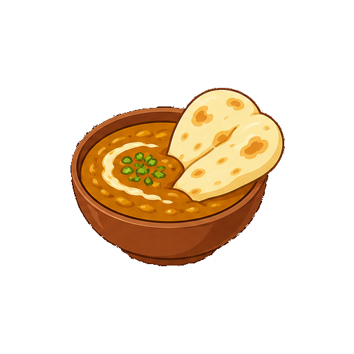 文字や顔がないナンとカレーのアイコン