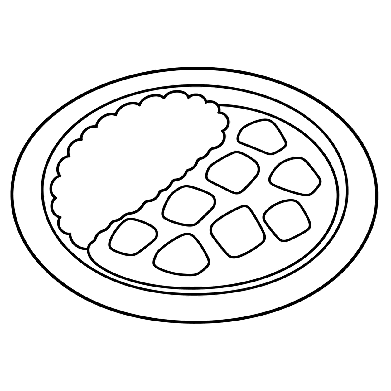 カレーライスのぬり絵用線画