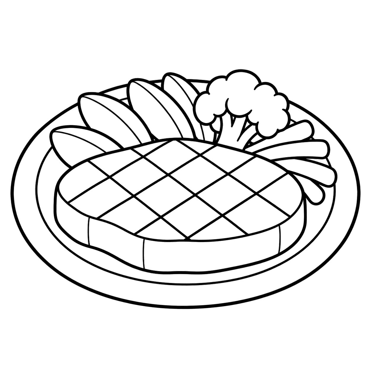ステーキのぬり絵用線画