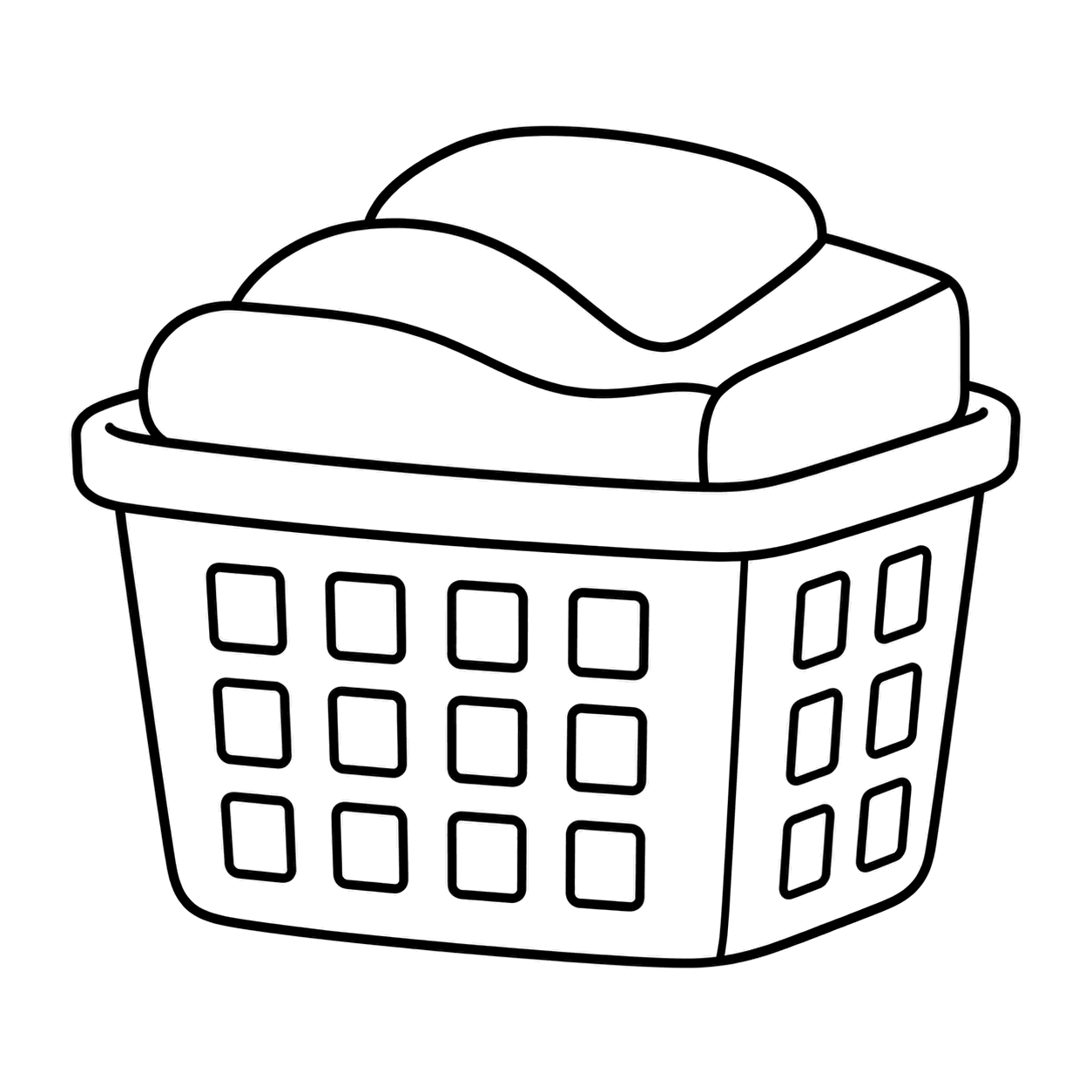 洗濯かごのぬりえ用線画