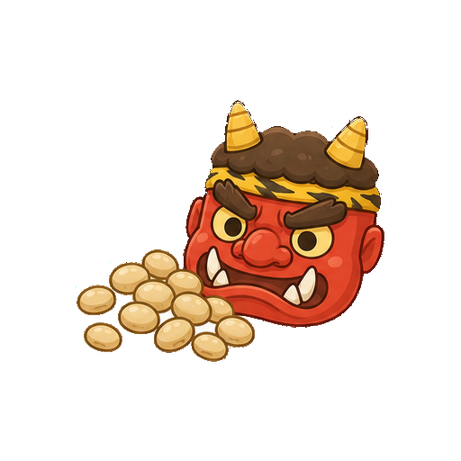 文字がない赤鬼のお面と豆のアイコン