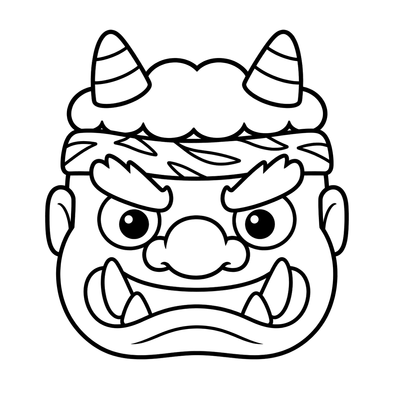 赤鬼のお面のぬりえ用線画（節分のイラスト24点・ぬりえ24種類）