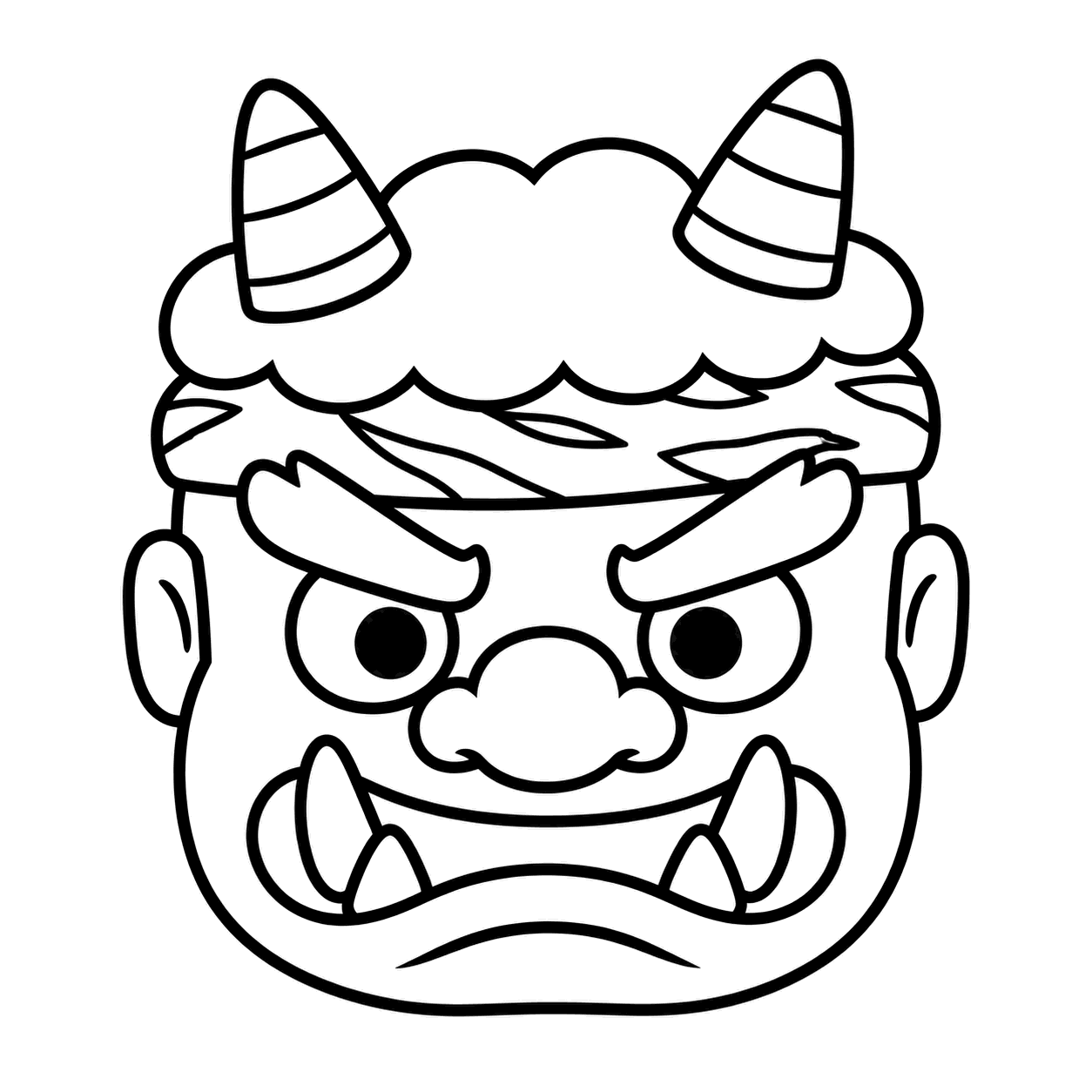 青鬼のお面のぬりえ用線画