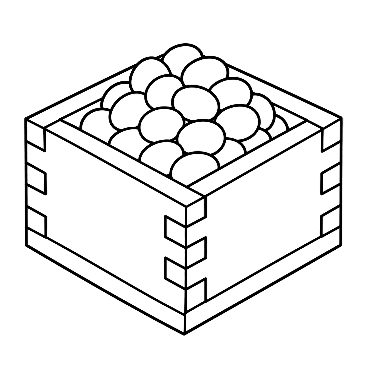 豆入りの枡のぬりえ用線画