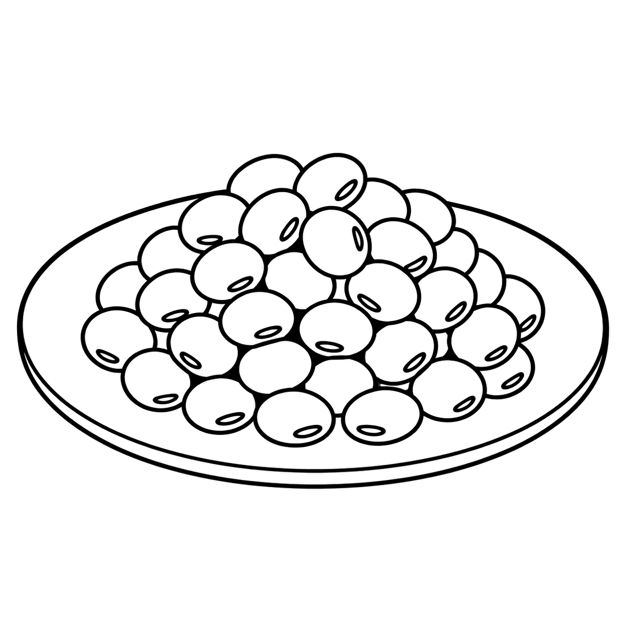 皿の豆のぬりえ用線画
