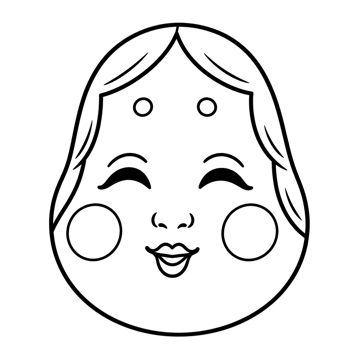 おたふくのお面のぬりえ用線画
