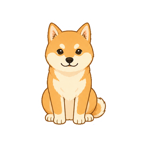 正面を向いておすわりする柴犬の全身イラスト