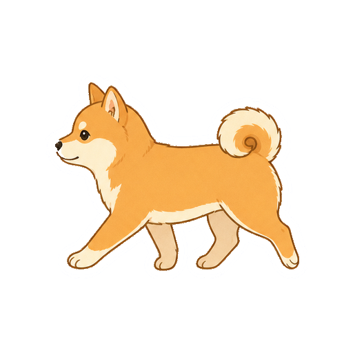 横向きで歩く柴犬の全身イラスト