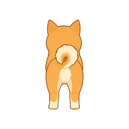 巻き尾がよく見える柴犬の後ろ姿の全身イラスト