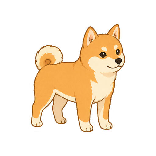 斜め向きで立つ柴犬の全身イラスト