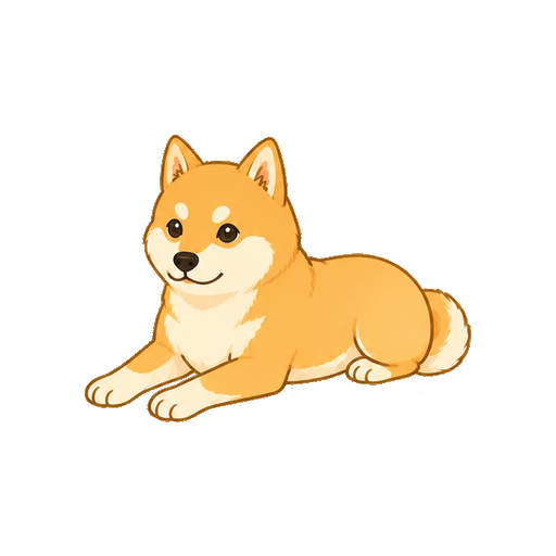 前足を伸ばして伏せる柴犬の全身イラスト