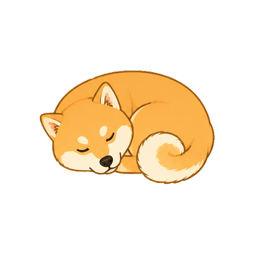 体を丸めて眠る柴犬の全身イラスト