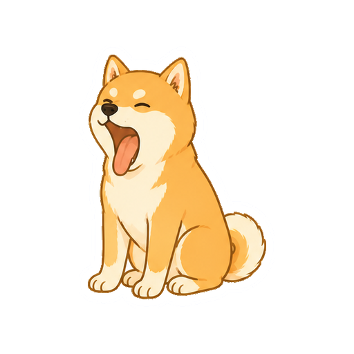 大きくあくびをする柴犬の全身イラスト