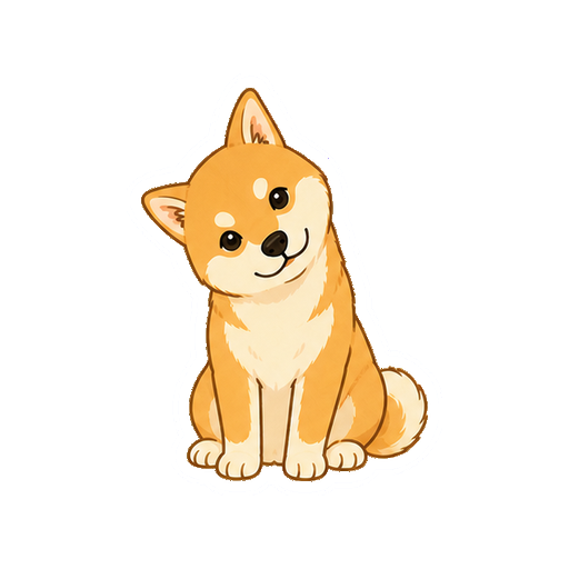 首をかしげる柴犬の全身イラスト