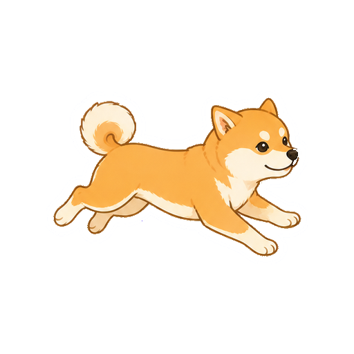 元気よく走る柴犬の全身イラスト
