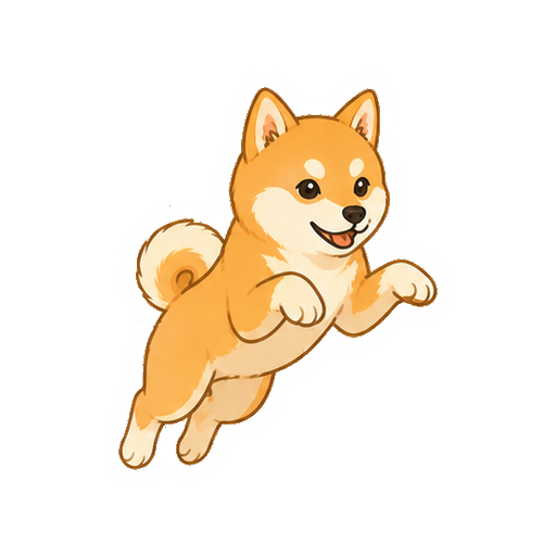 軽く跳び上がる柴犬の全身イラスト
