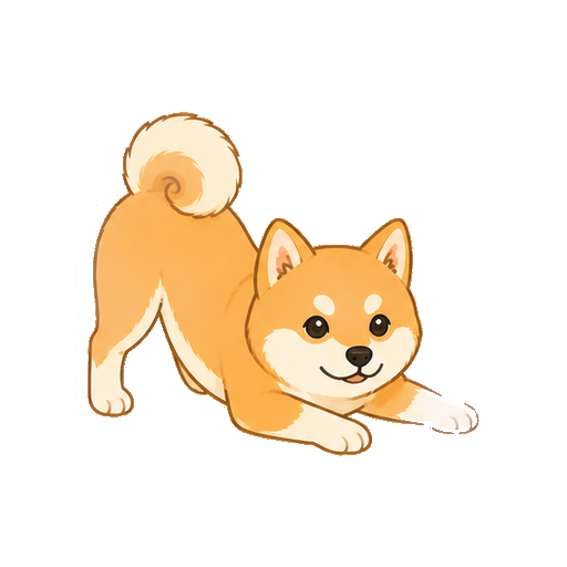 前足を低くして遊びに誘う柴犬の全身イラスト